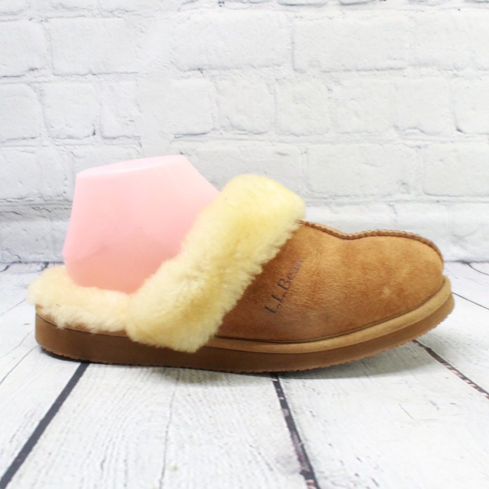 LL BEAN Shearling Slippers Size 7 M